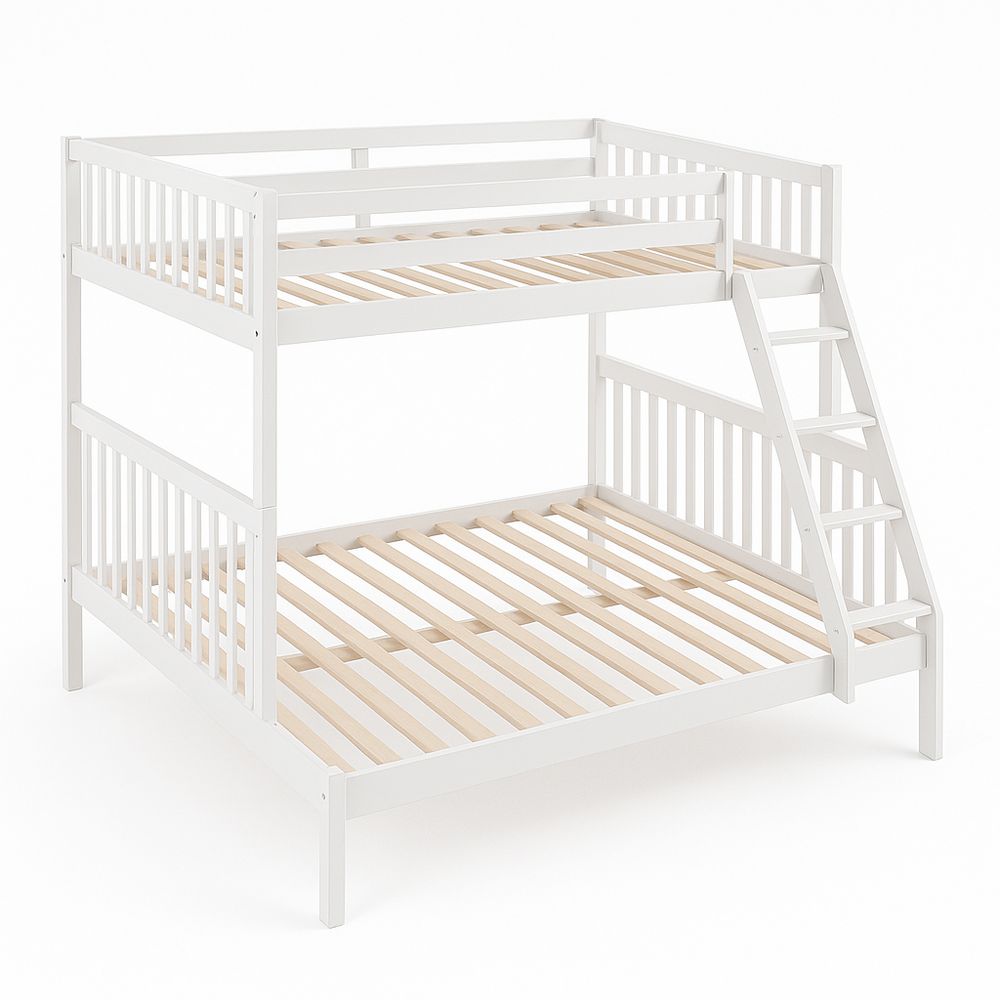 Cama literas blanca de madera con escalera,diseño moderno y funcional,doble espacio,para habitaciones infantiles