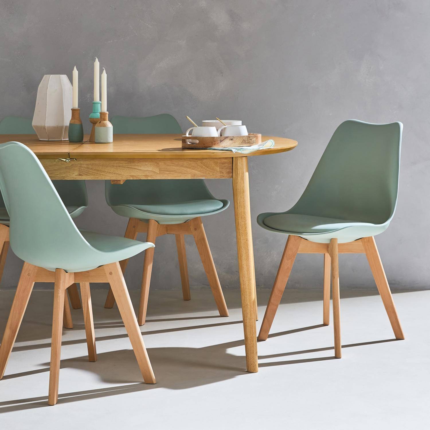 Nils - Silla escandinava con patas de madera de haya, set de 4