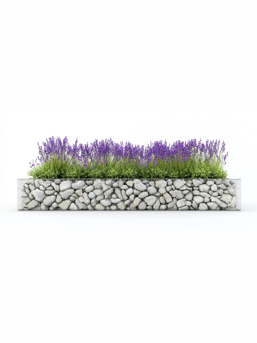 Arriate de gaviones acero galvanizado plateado exterior 200x100x20 cm