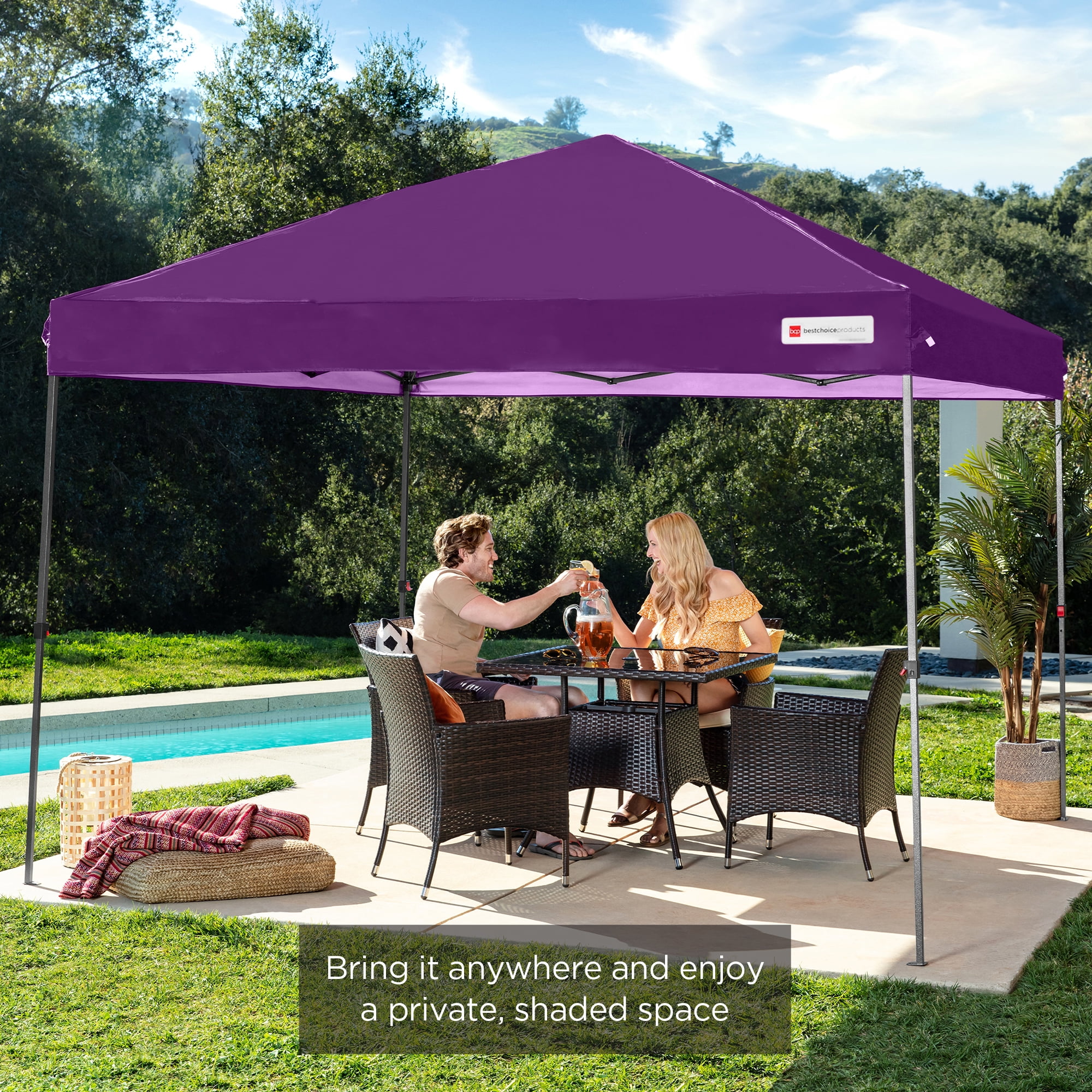Best Choice Products 10x10ft Easy Setup Pop Up Canopy w/ 1-Button Setup, Wheeled Case, 4 Weight Bags - White - Image 188
