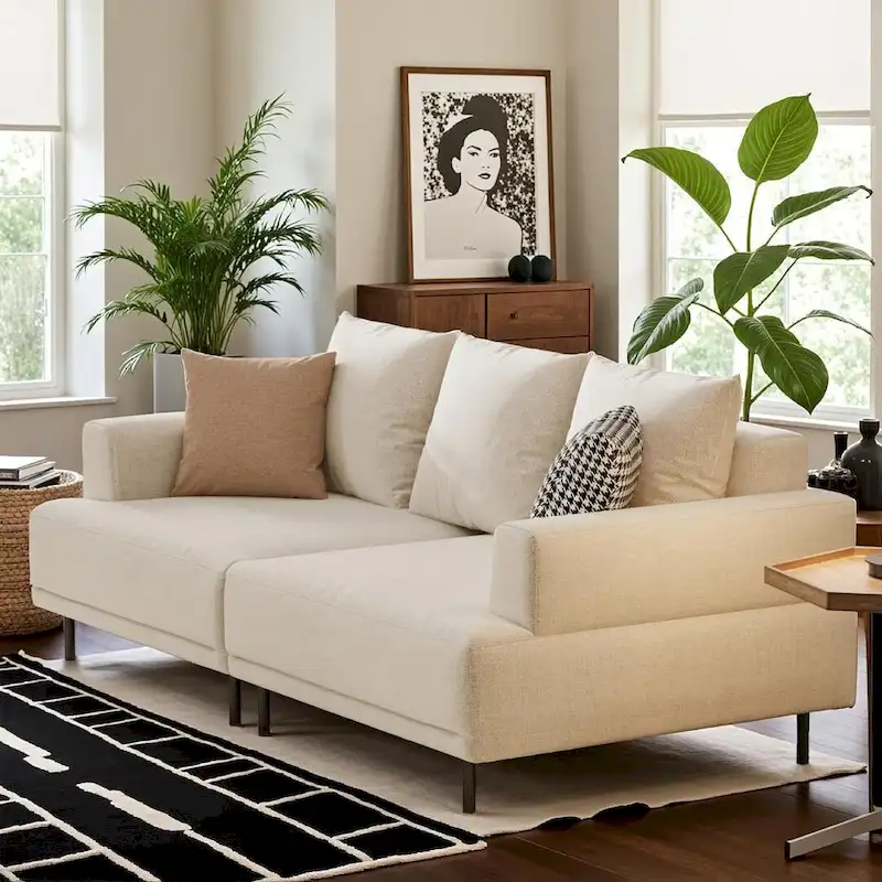 Contemporary Deep Seat Sofa with Cushions, Elevated Legs, Cozy Living Room Seating, Ideal for Apartments