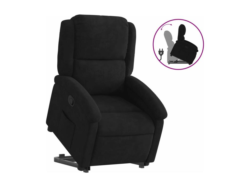 Sillón reclinable elevable terciopelo negro
