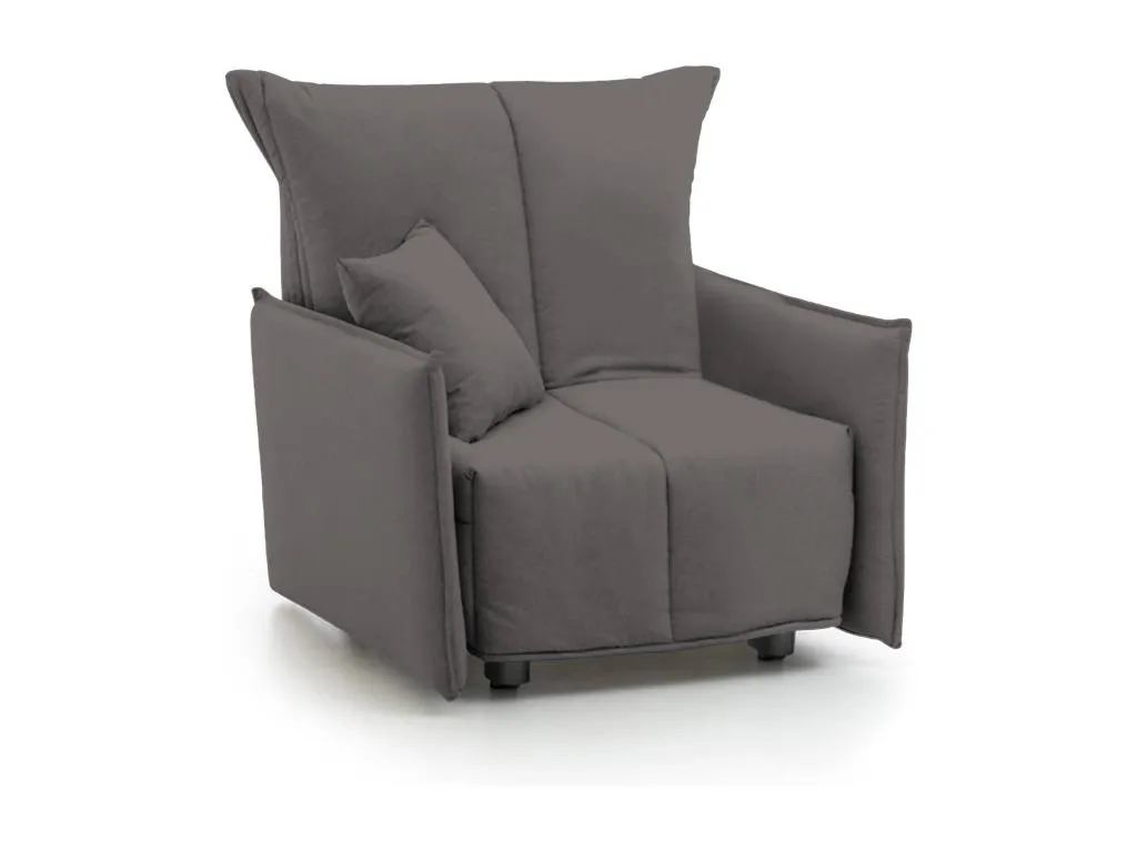 Sofá Cama Quietena - Sofá individual - Sillón de salón con apertura para carrito - de tejido acolchado - con reposabrazos estándar - 110x90h85 cm - Gris