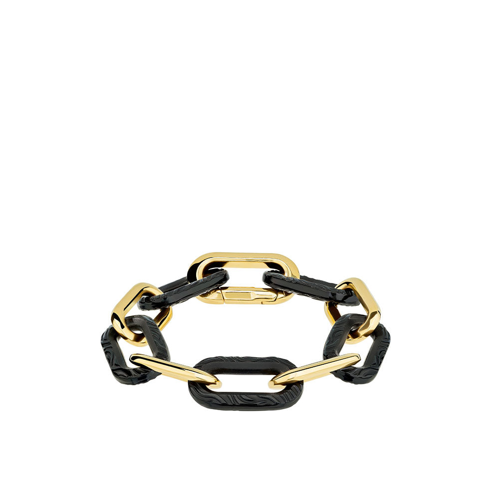 BRACELET EMPREINTE ANIMALE 5 CRISTAUX - CRISTAL NOIR, PLAQUÉ OR JAUNE
