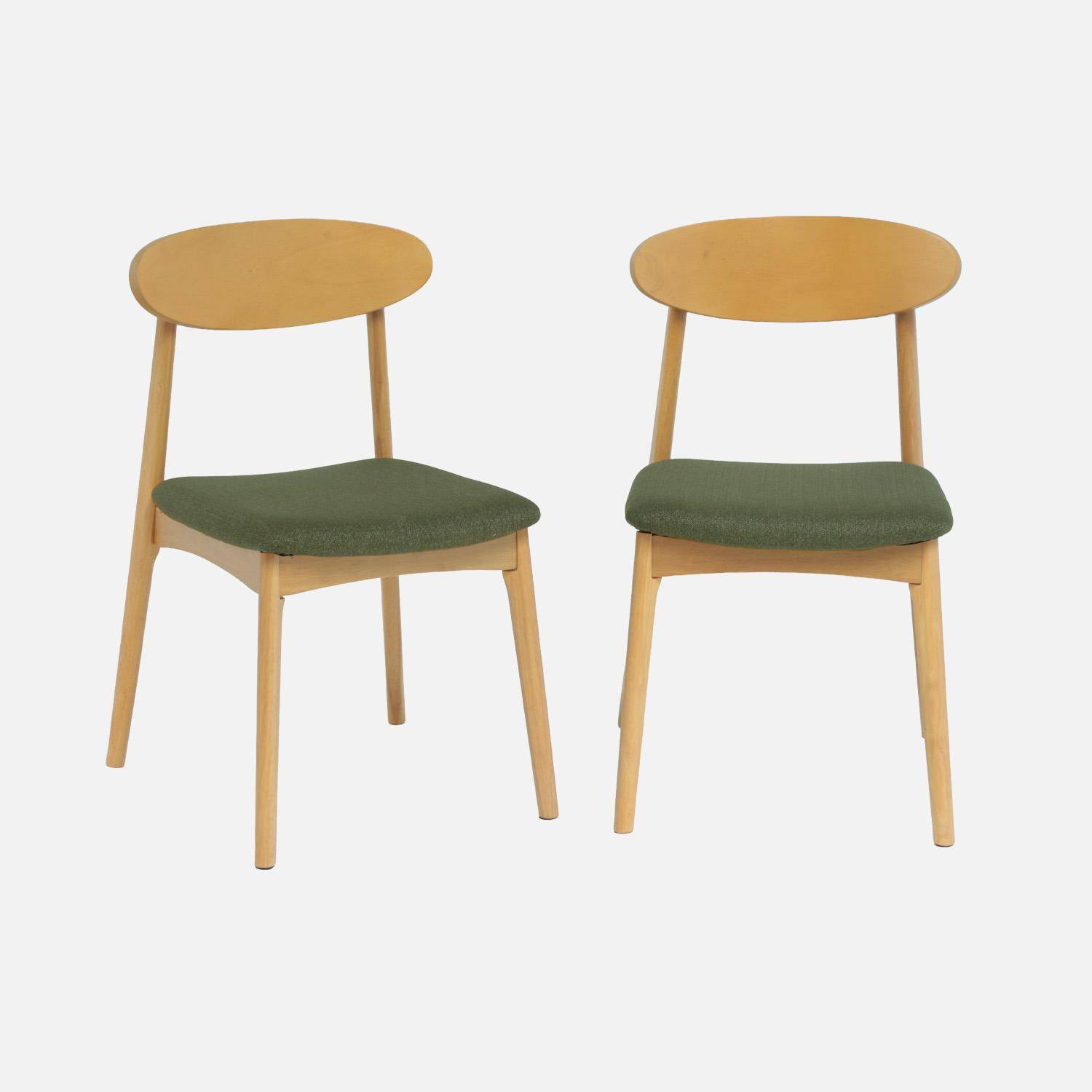 Aria - Silla vintage de madera de hevea natural y tela (lote de 2)