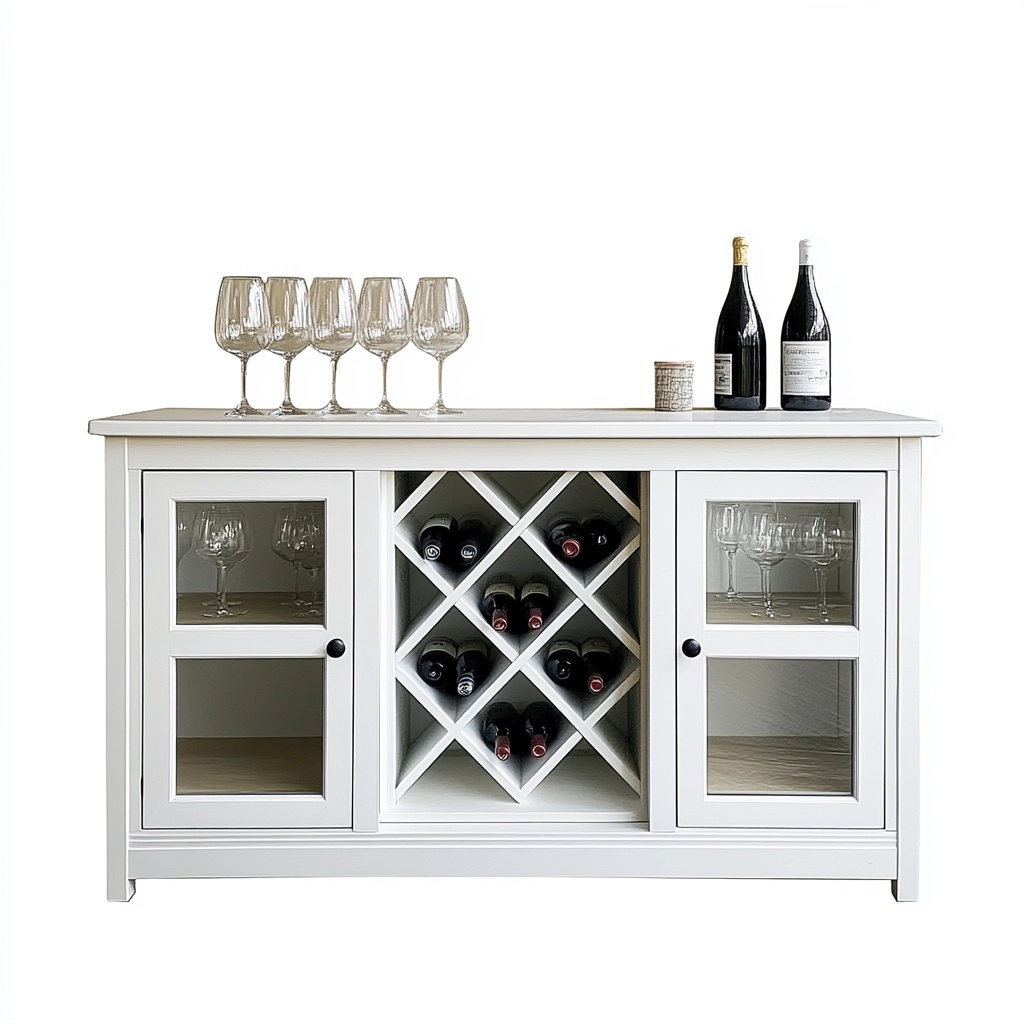 Aparador de madera con botellero armario para vino comedor madera blanca almacenamiento elegante 120x40x80cm DL3248591