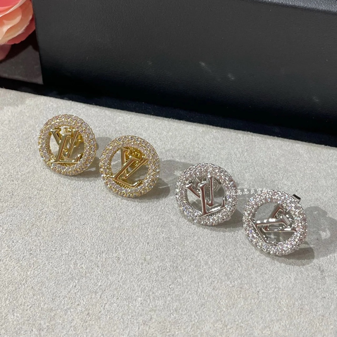 Louis Vuitton Diamond Paved Round Stud Earrings - Original Replica Club