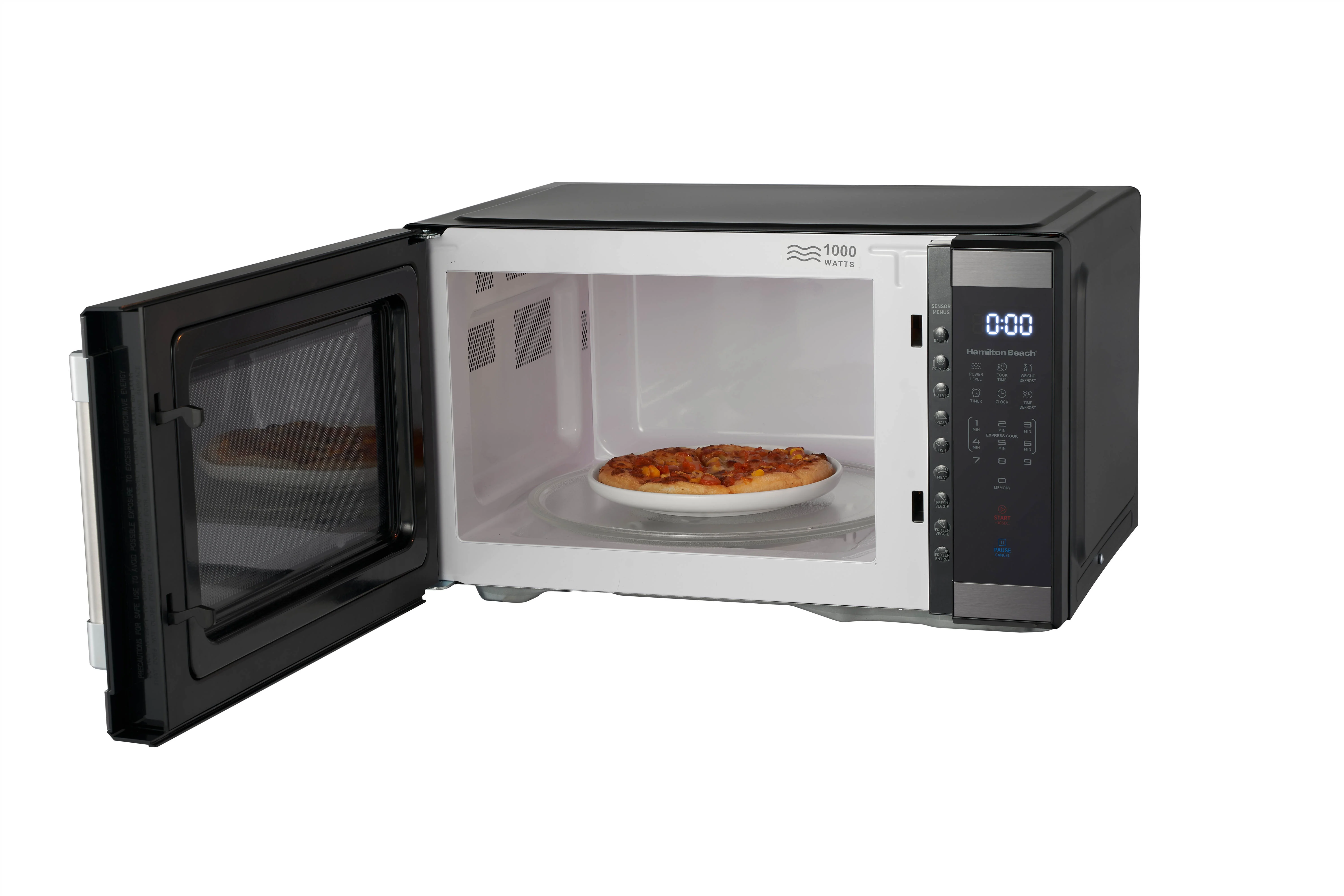 Hamilton Beach 1.1 Cu. Ft. Countertop Microwave Oven, 1000 Watts, White Stainless Steel