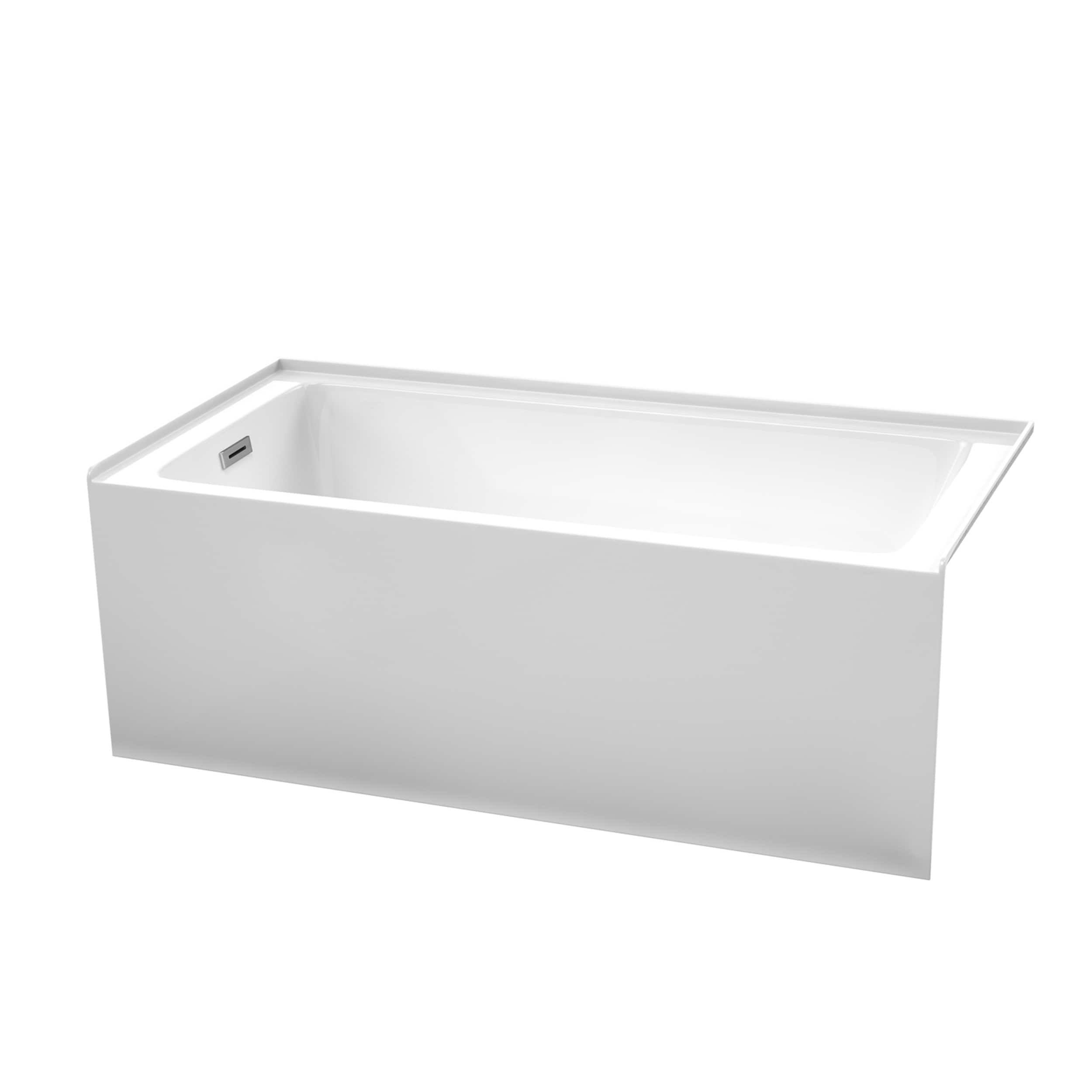 Wyndham Collection WCBTW16030L Grayley 60 x 30 inch Alcove Bathtub in White with Left-Hand Drain and Overflow Trim in Polished Chrome(Polished Chrome)