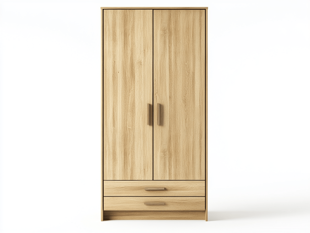 Armario de pie con dos puertas y un cajón, estructura de madera, 90x50x180 cm