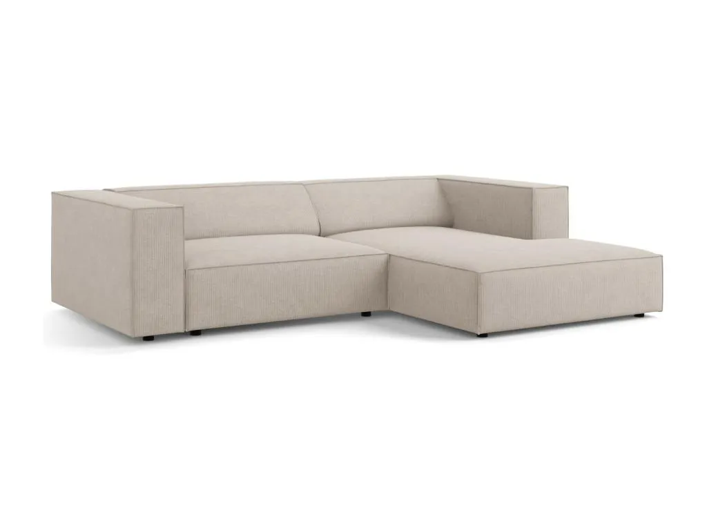 Sofá esquinero derecho Biocasahogar 3 plazas chenilla acanalada beige oscuro 224x166x70 cm LW0933287