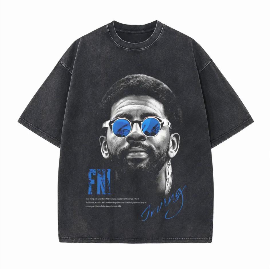 Retro Sunglasses Portrait Printed Unisex Washed T-Shirt