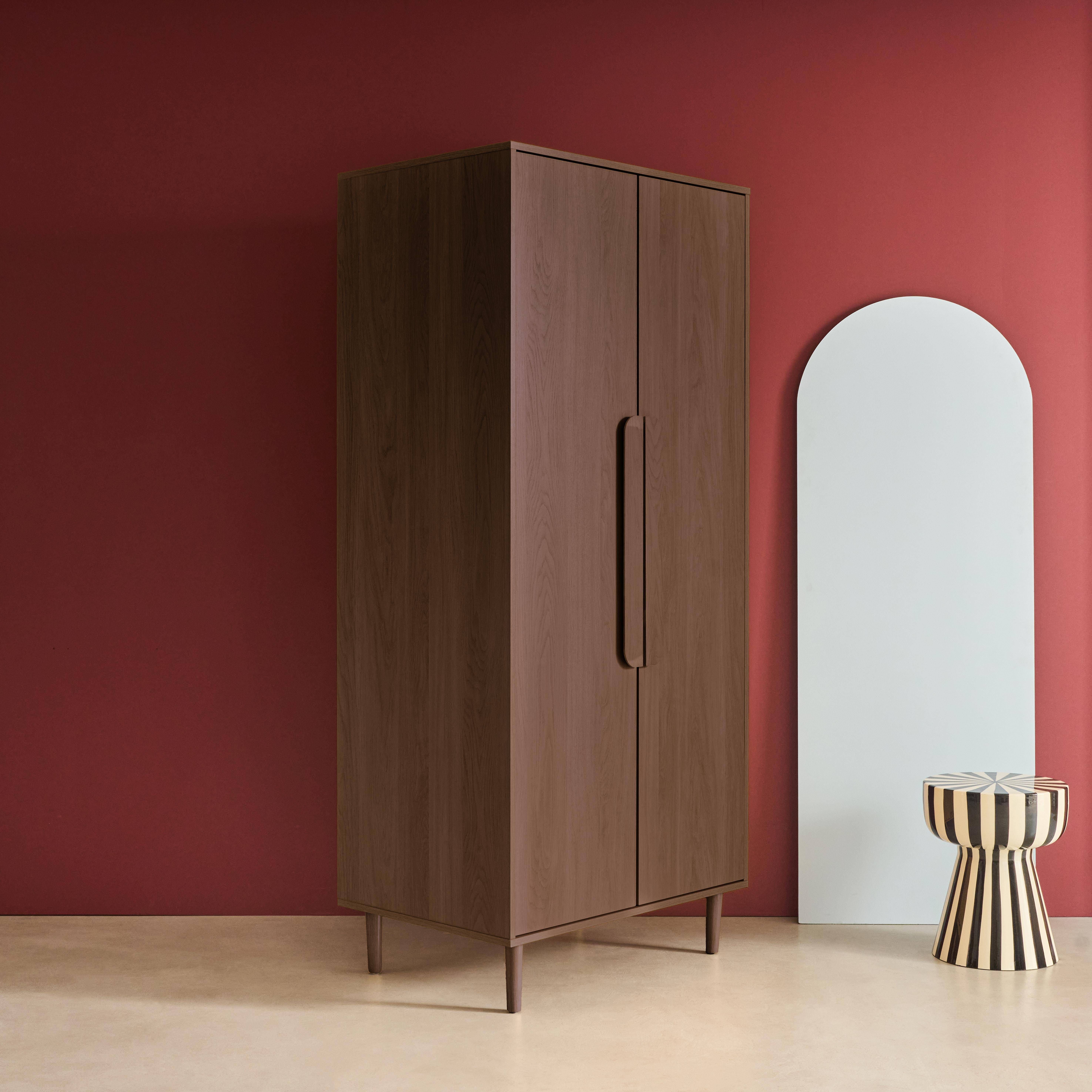 Juliana - Armario vestidor con efecto madera, 2 puertas y barra para colgar