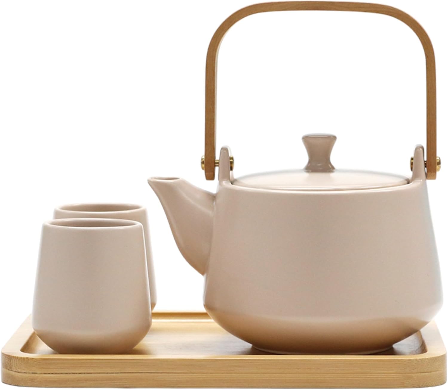 Urban Tokyo Ceramic Tea Set with Bamboo Tray, 20 fl oz Teapot with 2 Cups, Satin Matte Glaze, Japanese Inspired Tea Service for 2 (Blue)