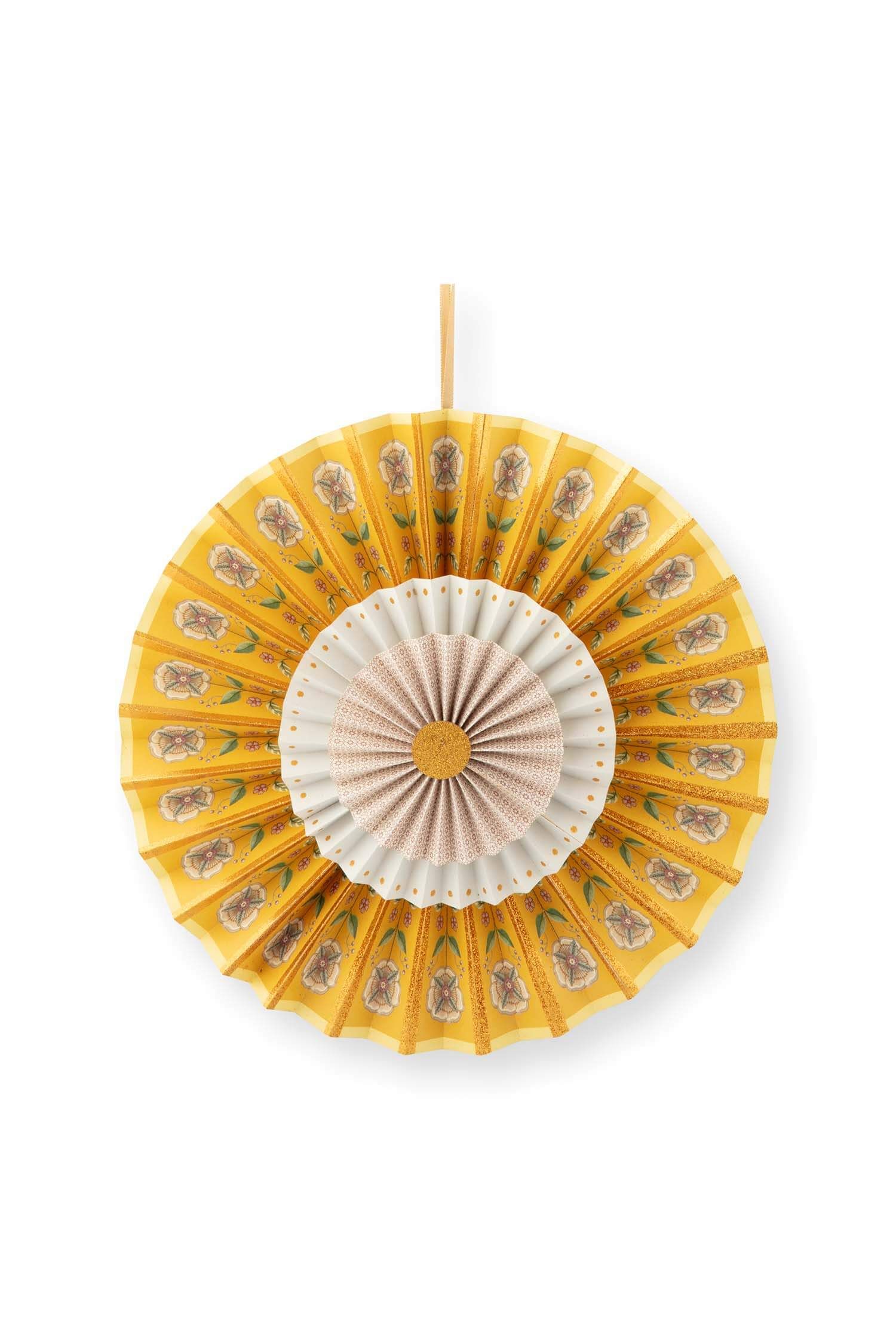 Rosette Paper Yellow 35cm