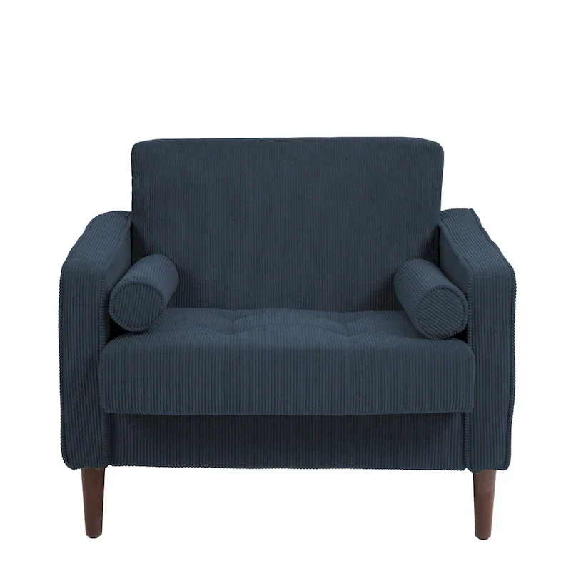 Set of 2 Modern Wide Armchairs in Corduroy - Accent Chairs