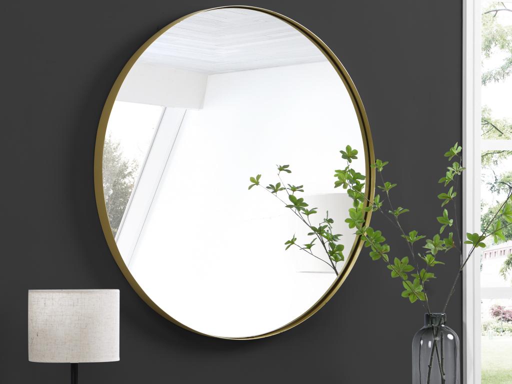 Espejo redondo de pared de metal - D.80 cm - Dorado - JAFFREL