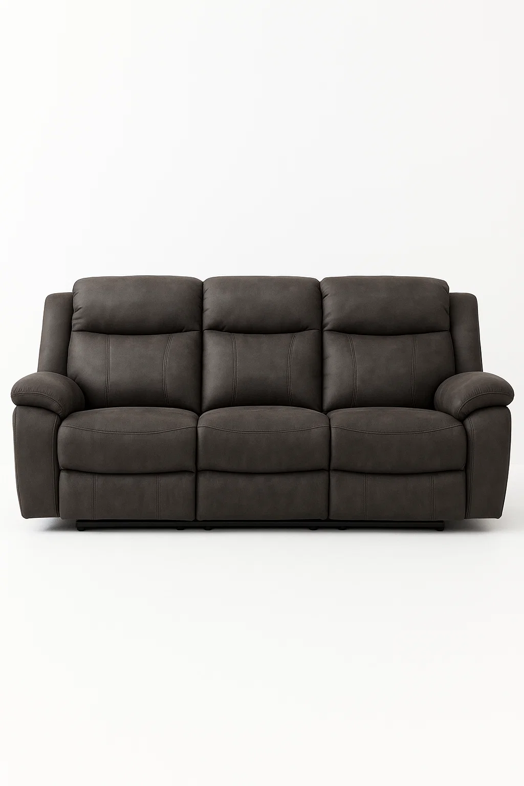 Sofá 3 y 2 plazas reclinable en tejido gris oscuro con asiento ergonómico
