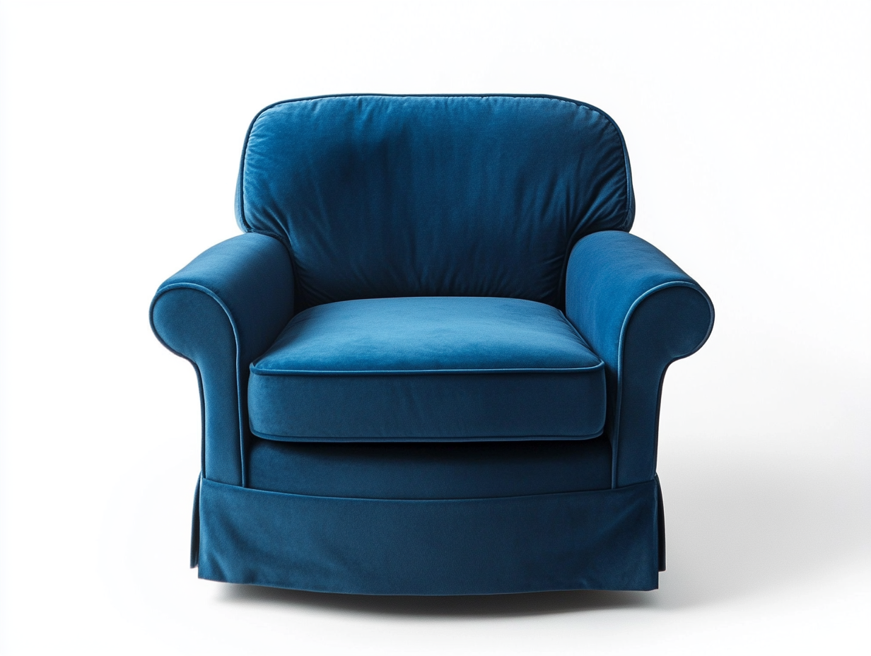 Sillón giratorio de terciopelo azul