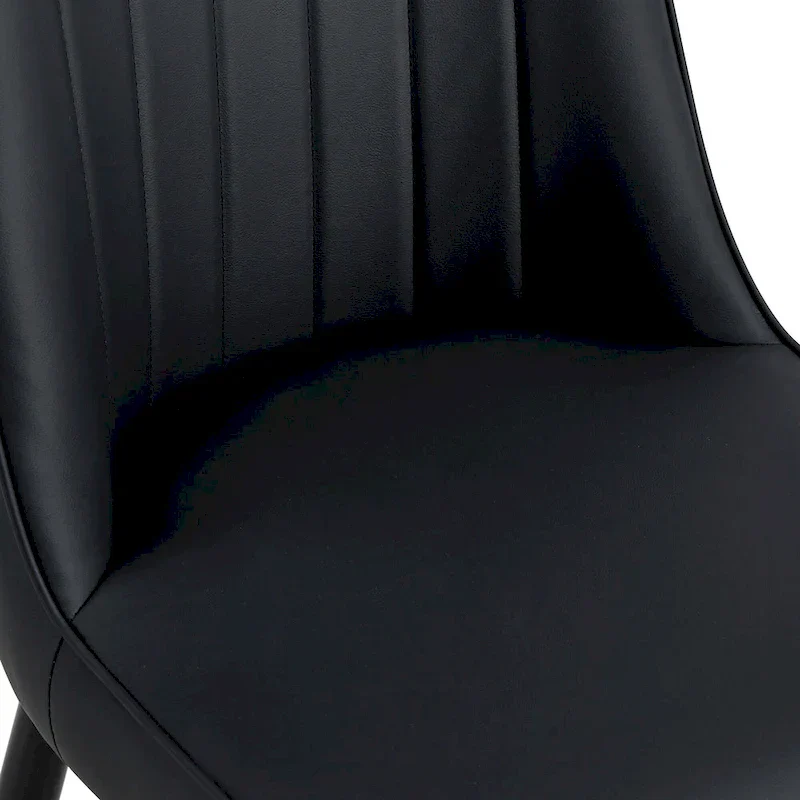 Contemporary Set of 4 Faux Leather Dining Chairs with Cushioned Backrests and Metal Legs – Ideal for Dining Rooms, Living Rooms, and Bedrooms