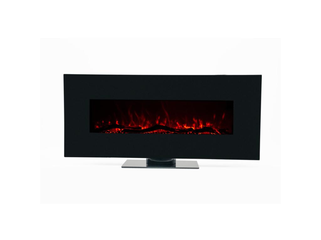 Chimenea Eléctrica de Pared 1600W Casaplu Minesota 84x26x53 cm con Simulación de Fuego Negra con Mando para Interior