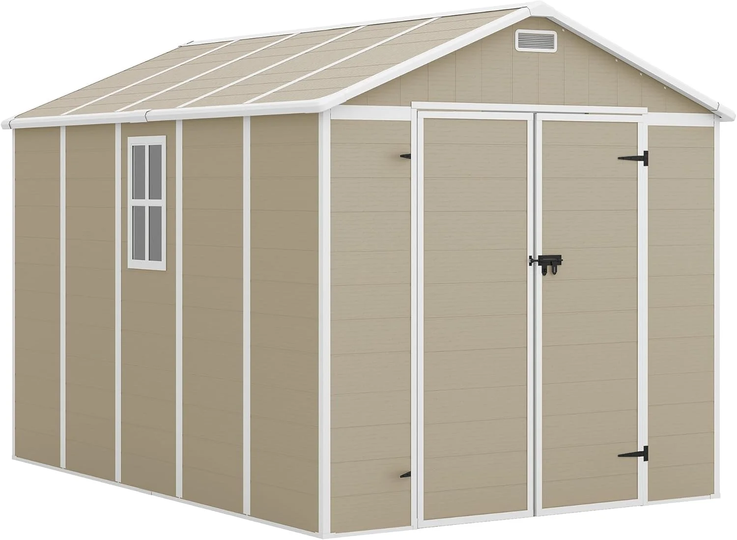 ELPOSUN Outdoor Storage Shed 6x4.5 ft, Resin Outside Sheds & Outdoor Storage Plastic for Trash Can, Bike, Lawnmower, Generator, Tool Shed with Lockable Door for Backyard, Lawn, Patio, Grey & White - Image 31