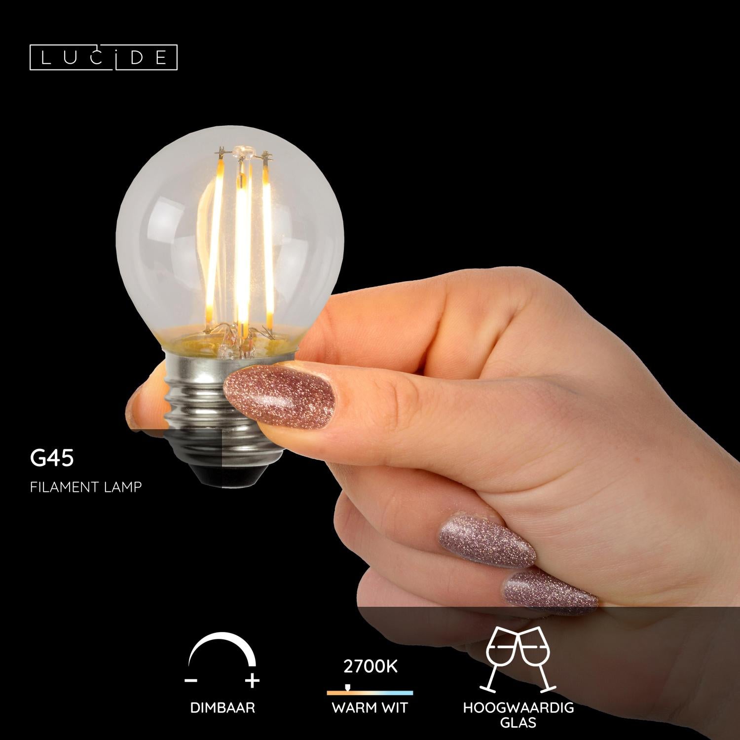 Lucide G45 Filament lamp - Transparant (set van 4)