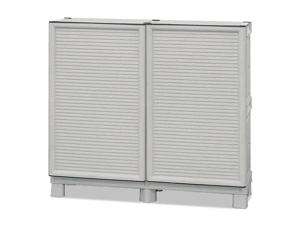 Armario de exterior Hogarve Muebles de exterior Armario de balcón multiusos Mueble de exterior Made in Italy Gris claro 100x39h92 qutz01386