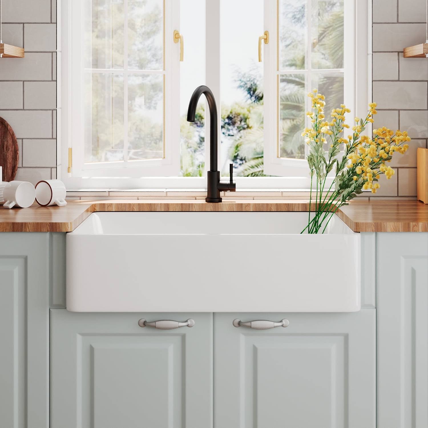 DeerValley DV-1K119 Feast 33" L x 20" W Ceramic Farmhouse Kitchen Sink