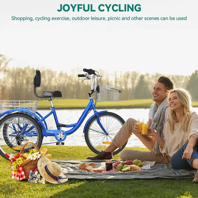 26-Inch Adult Tricycle - 7-Speed Heavy-Duty 3-Wheeled Bicycle - Image 6 26-Inch Adult Tricycle - 7-Speed Heavy-Duty 3-Wheeled Bicycle - Image 6