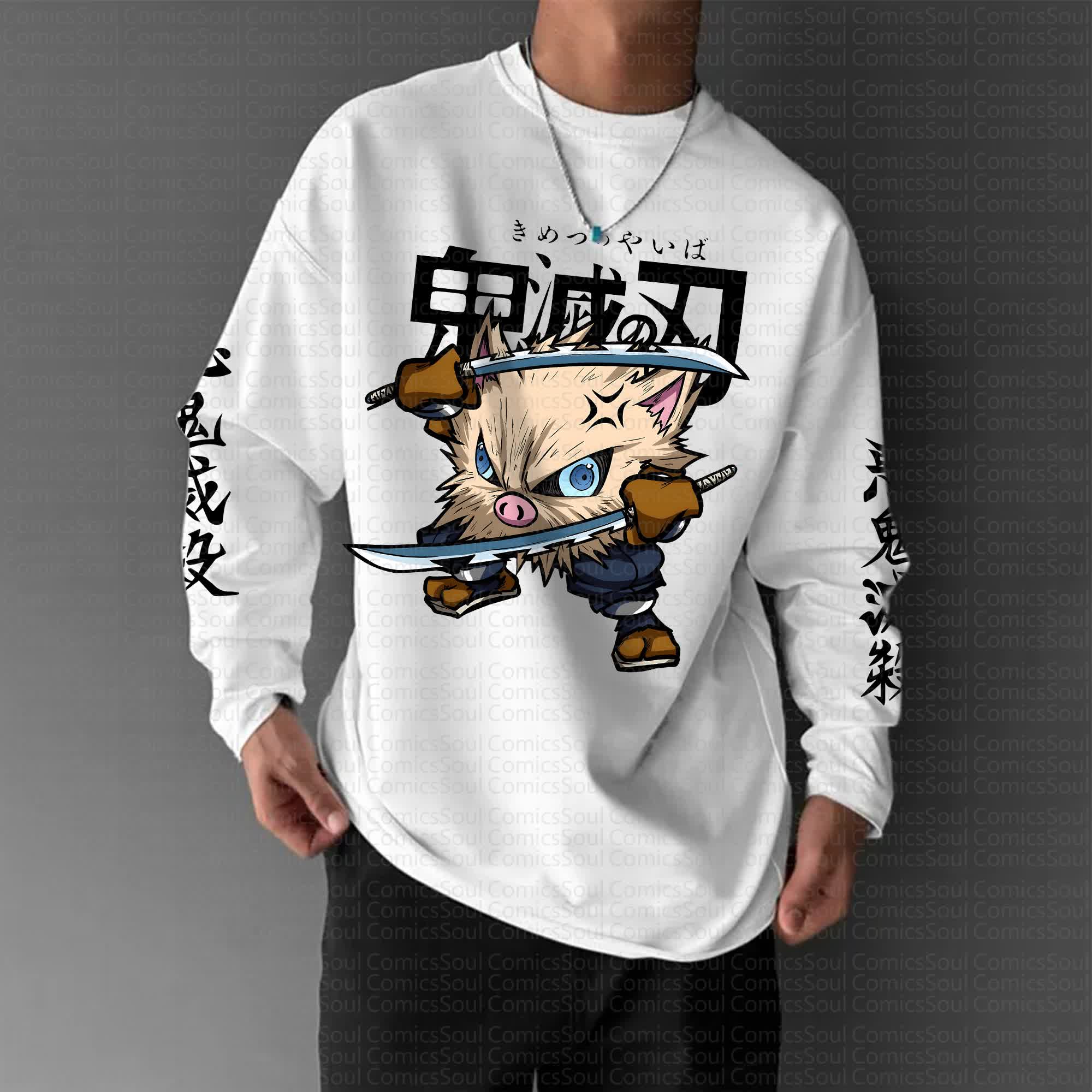 Unisex “Comicssoul X Comicssoul” Anime Graphic Streetwear Vintage Long-Sleeved T-shirt