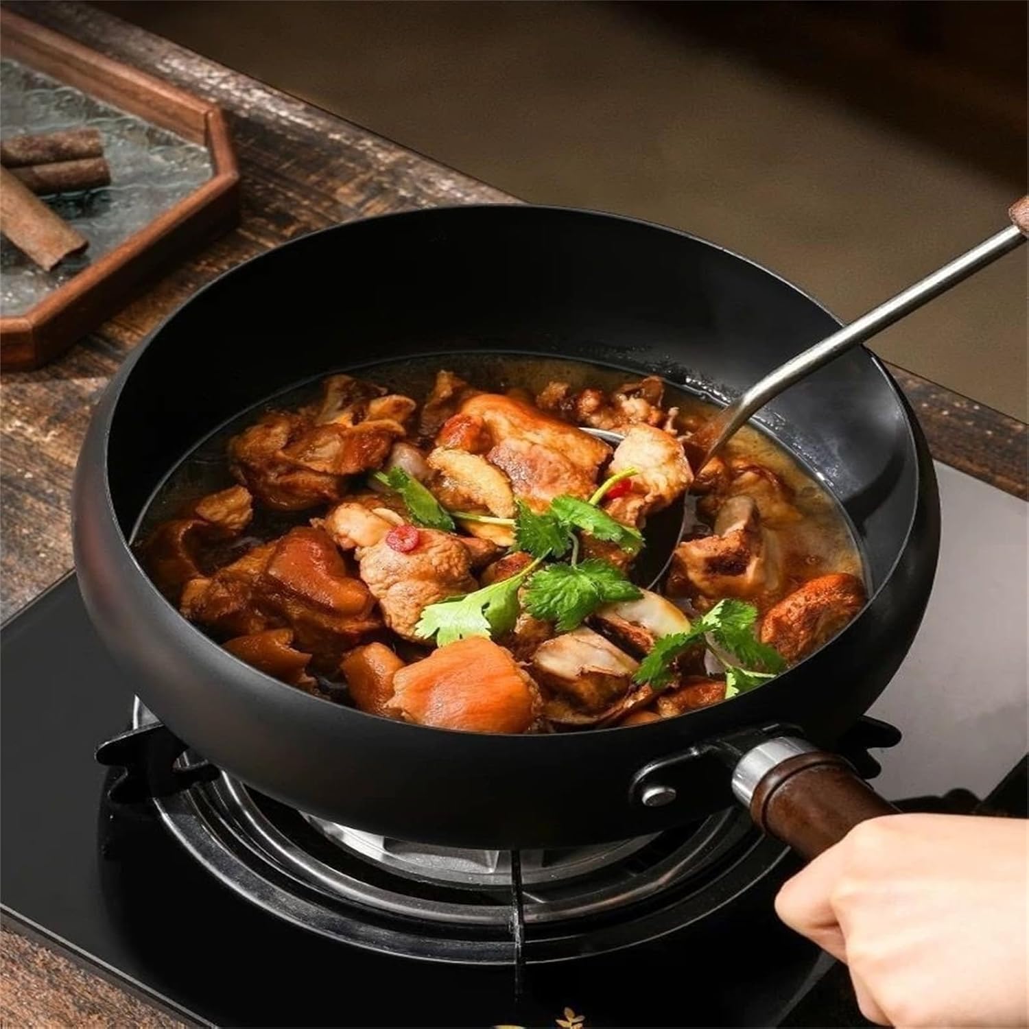 2026 New Japanese Cast Iron Wok Pan,9.45 In Hand Hammered Japanese Cast Iron Pot,Uncoated Healthy Cooking Pot With Lid,Uncoated Healthy Pot For Induction, Gas & Electric Stoves (Pot)