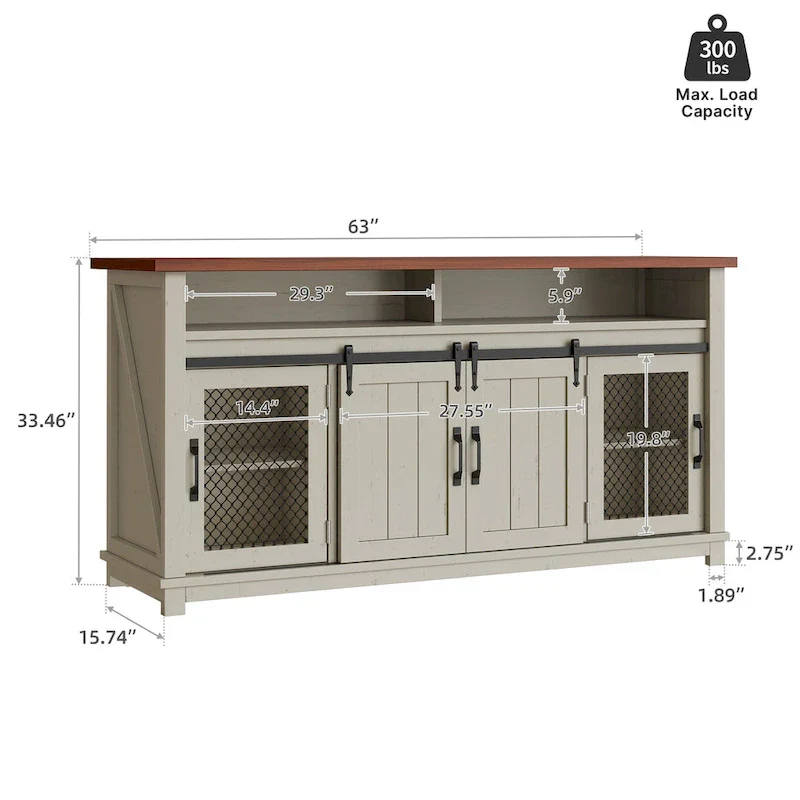 Moasis Farmhouse Industrial Sideboard Buffet Cabinet with Doors and Shelving