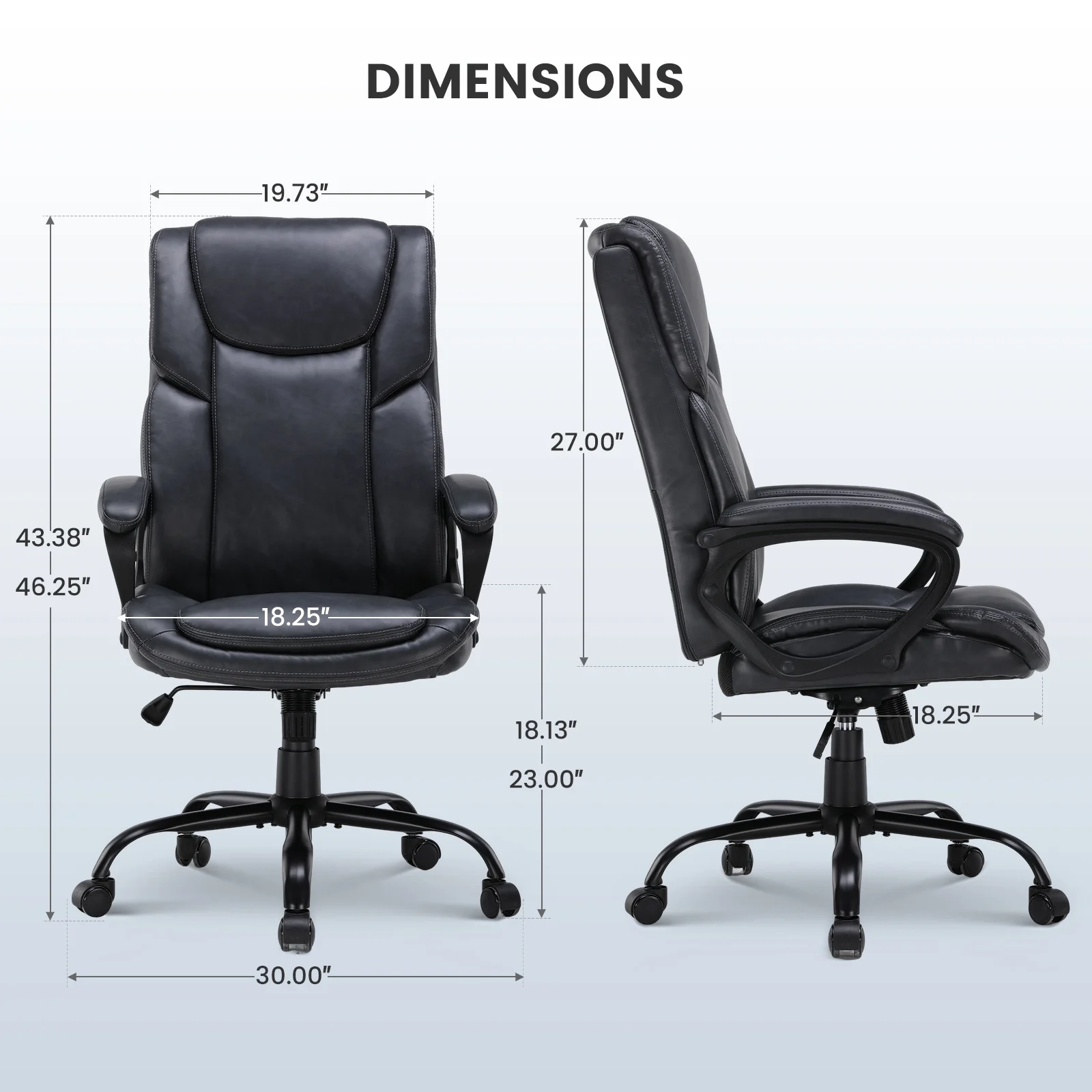 Mainstays Executive Ergonomic High Back Leather Home Office Desk Chair, Black - Image 36