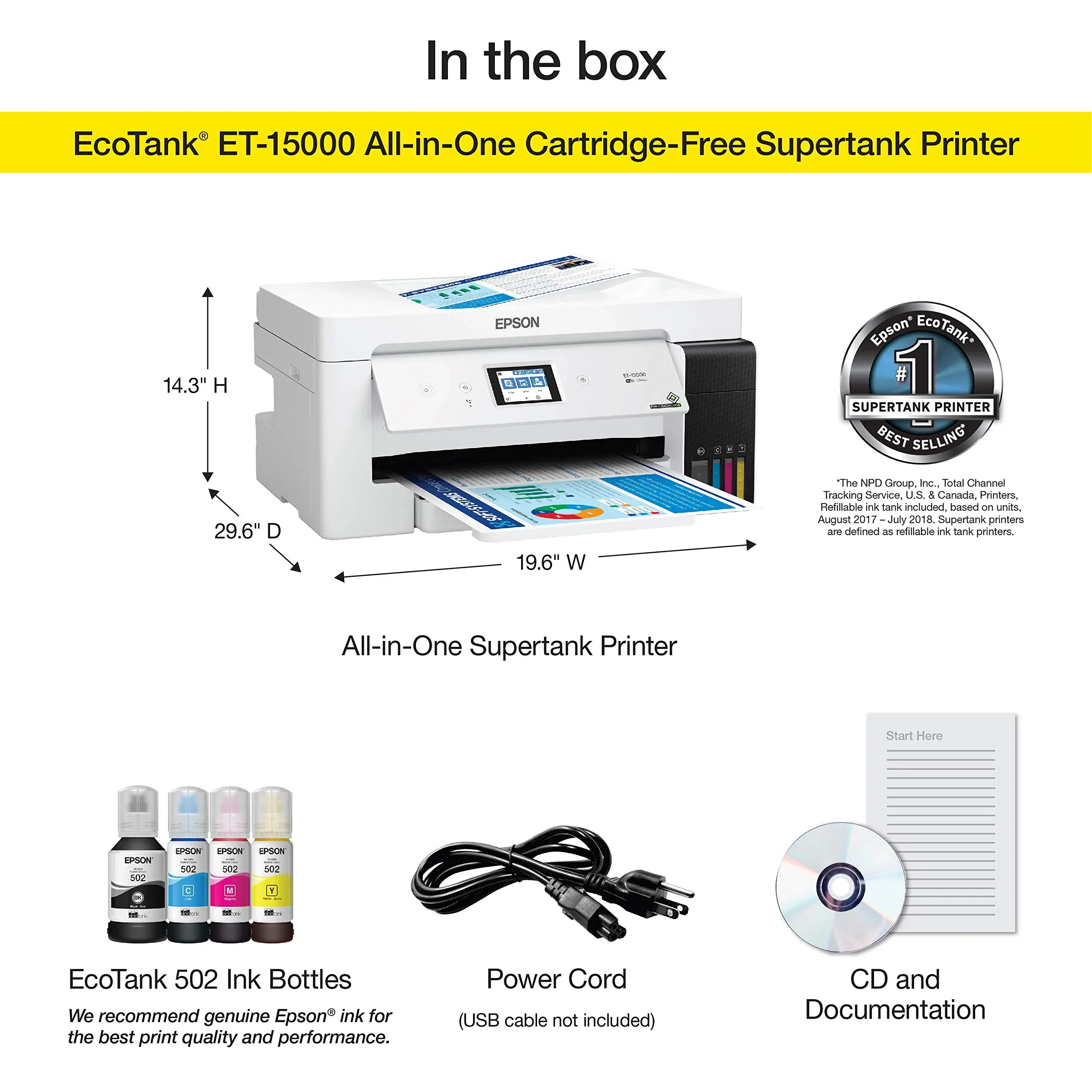Epson EcoTank Wireless Color All-In-One Supertank Printer With Scanner, Copier, Fax And Ethernet - ET-15000 - Image 5 Epson EcoTank Wireless Color All-In-One Supertank Printer With Scanner, Copier, Fax And Ethernet - ET-15000 - Image 5