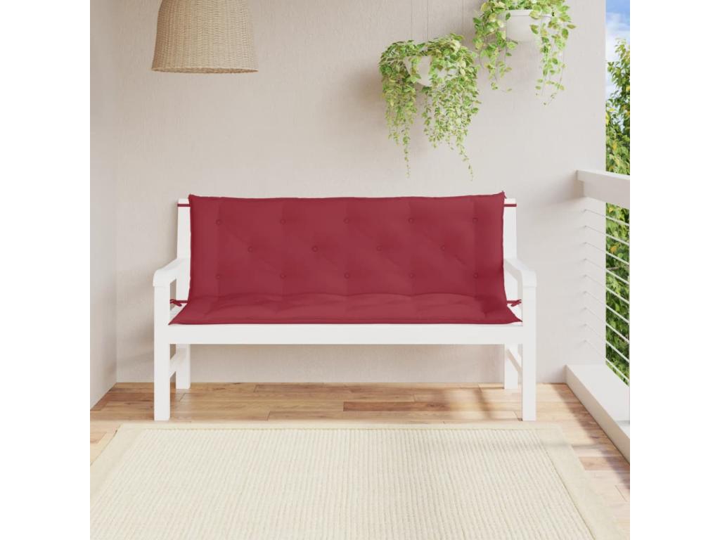 Cojines de banco de jardín 2 unidades rojo tinto 150x50x7 cm