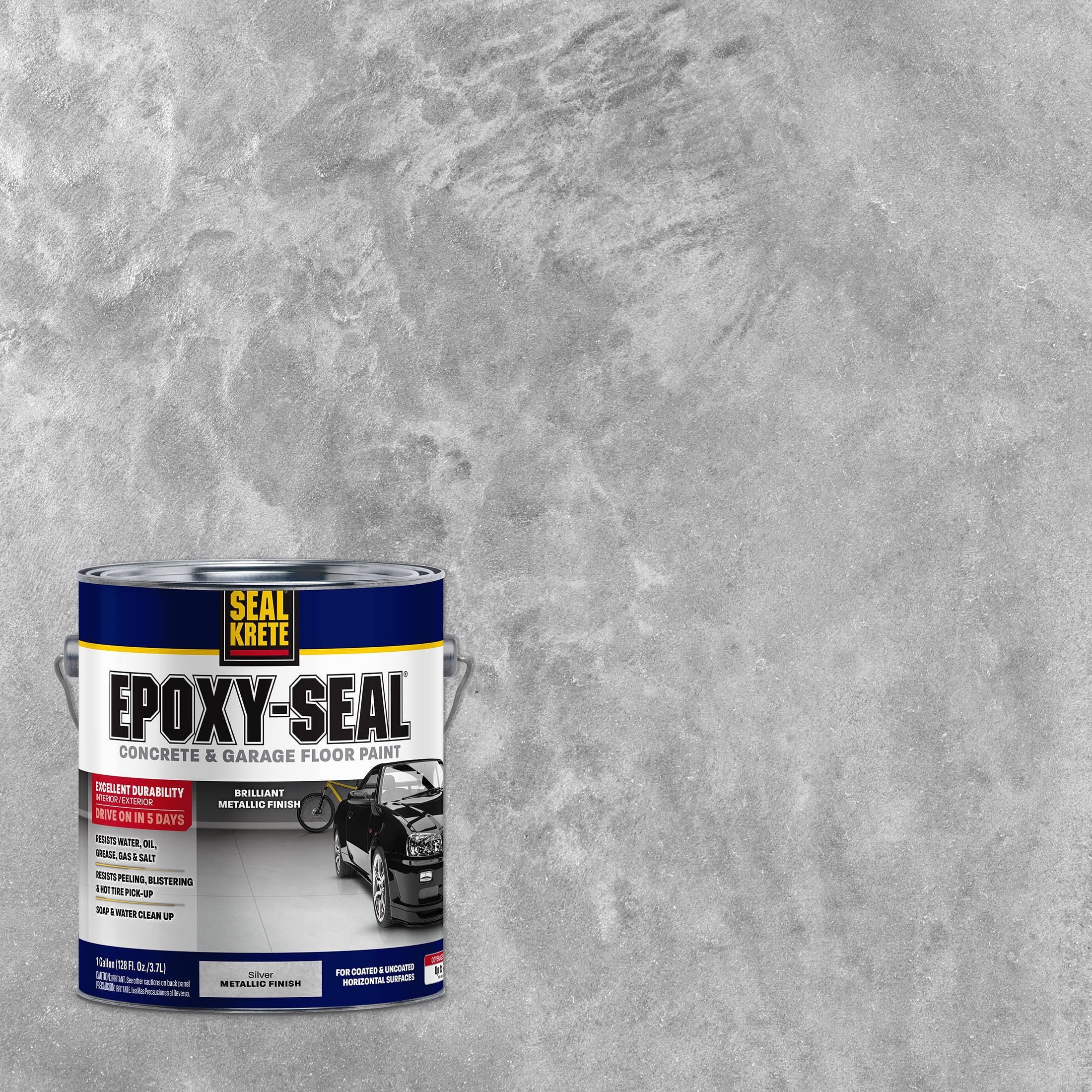 Silver, Seal-Krete Metallic Concrete Garage Floor Paint, Gallon(Silver/343813, Gallon)