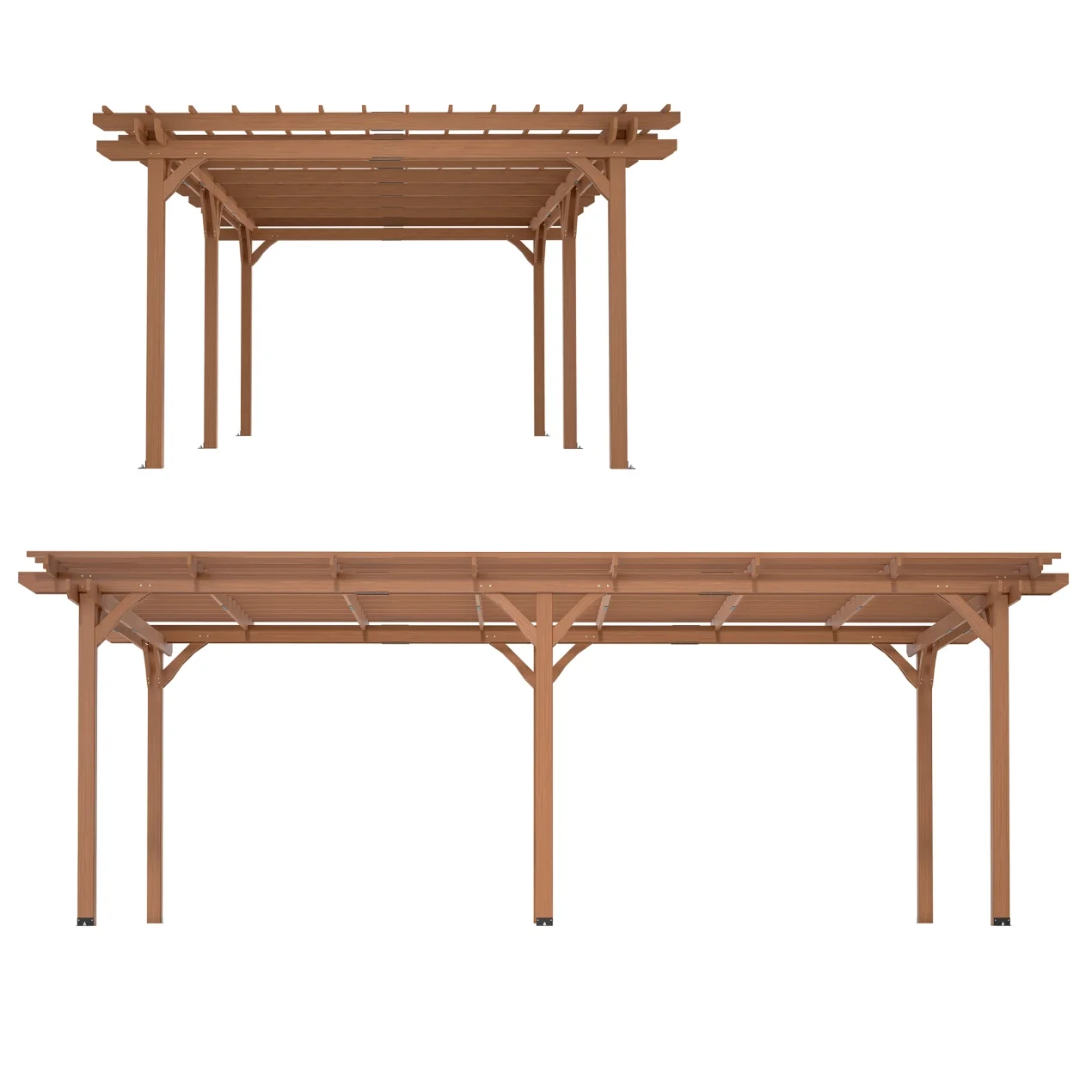12 x 10 FT Outdoor Pergola, Wooden Pergola Gazebo with Climbing Plant Support and Waterproof, for Patio Porch Garden Backyard, Brown - Image 18