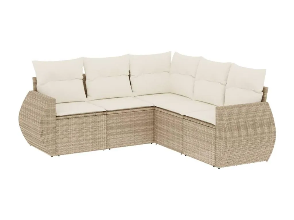 Vivircalido Juego de sofás jardín con cojines 5 pzas ratán sintético beige 74676xzlw