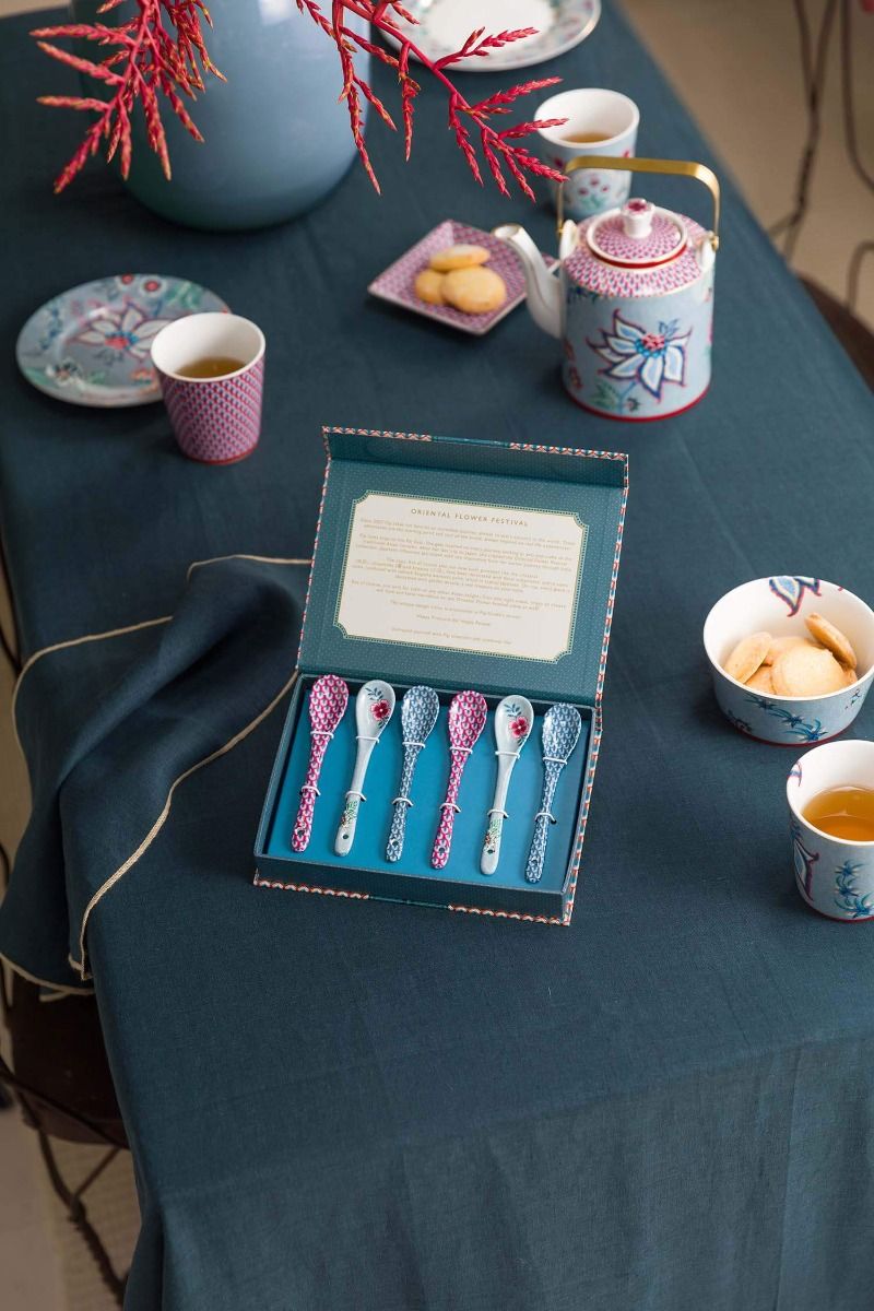 Giftset Teaspoons Oriental Flower Festival Blue 13cm