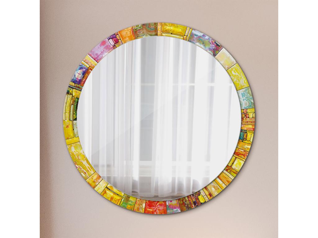 Espejo redondo decorativo - Vitral tintado - 100 cm