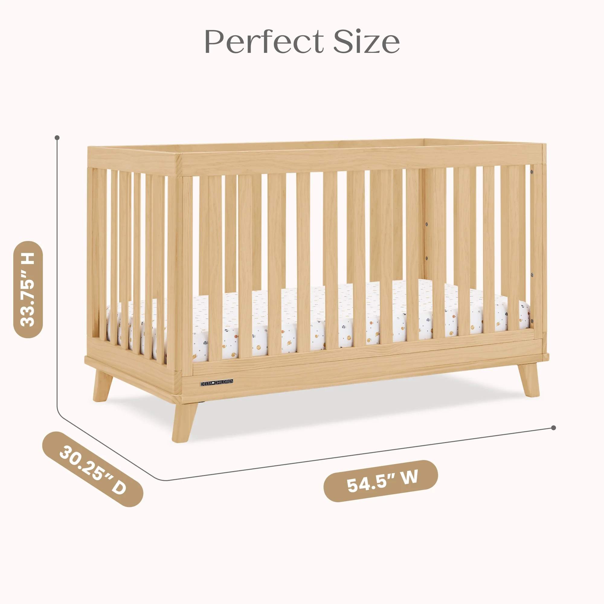 Delta Children Frankie 4-in-1 Convertible Crib - Greenguard Gold Certified, Black with Natural - Image 20