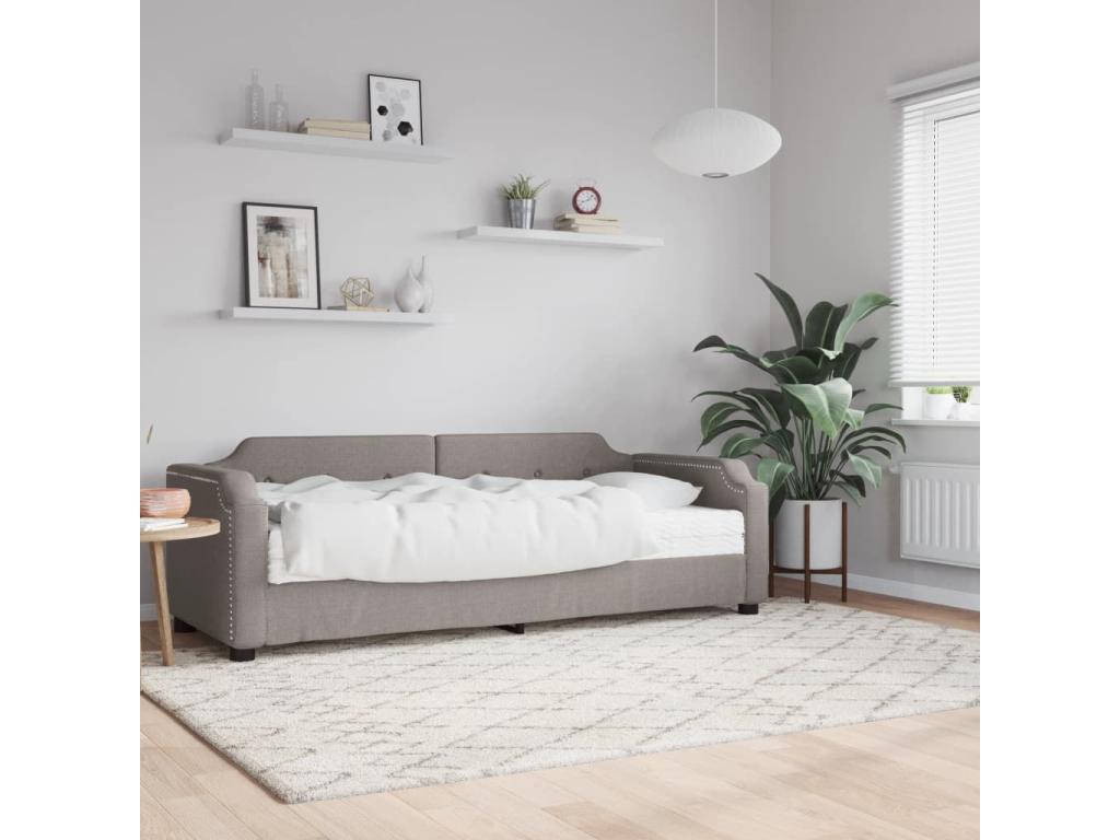 Sofá cama con colchón tela gris taupe 100x200 cm vyqe88959