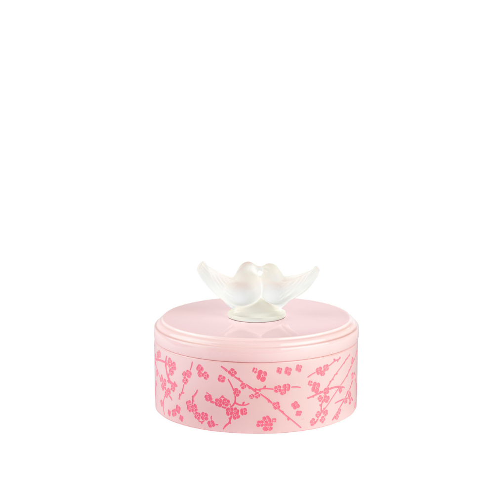 BOÎTE FLEURS DE CERISIER PETIT MODÈLE - CRISTAL INCOLORE, BOIS LAQUÉ ROSE