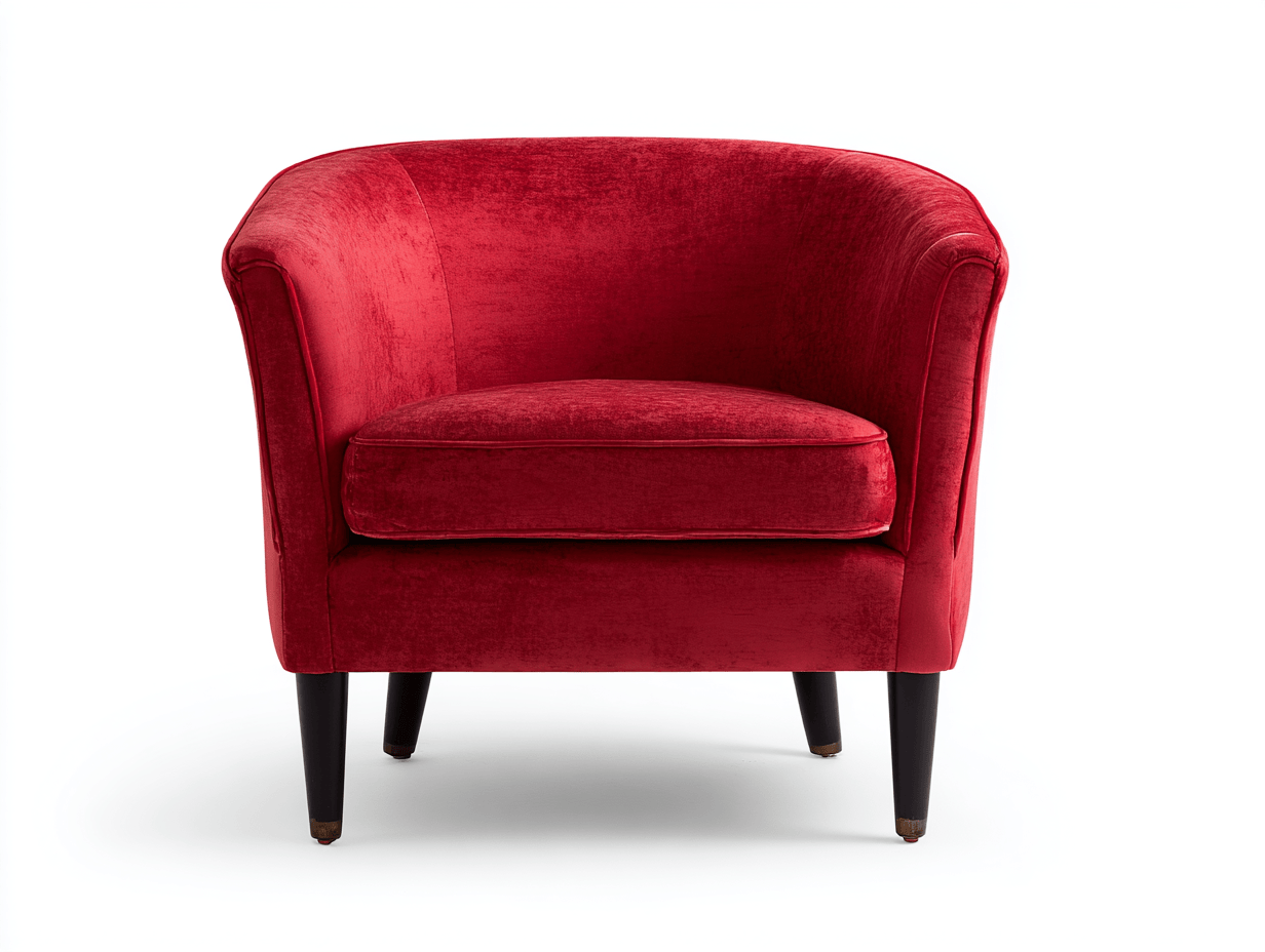 Sillón tapizado en terciopelo – rojo – estilo contemporáneo