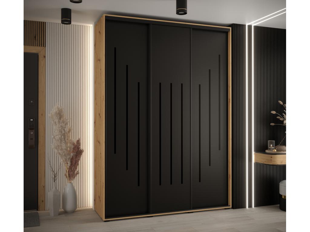 ARMARIO Nestliq 8 DE PUERTAS CORREDERAS 235 - 2/180/60 3 puertas Artisan/Negro/Negro