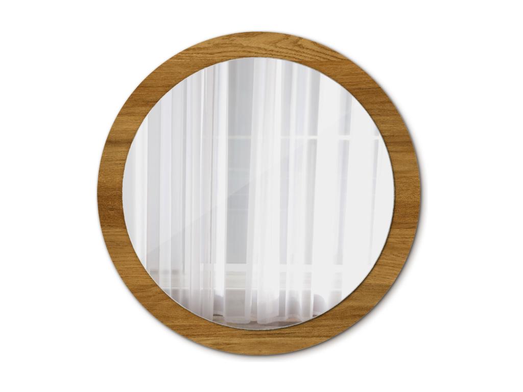 Espejo decorativo redondo - Roble rústico - 90 cm