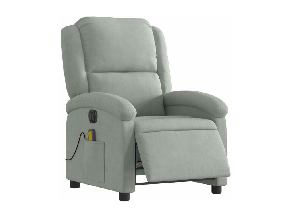 Sillón reclinable de masaje eléctrico terciopelo gris claro