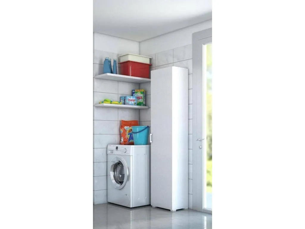 Patriciabaezcasa Armario multiusos mueble lineal con 1 puerta batiente y 4 estantes regulables mueble columna para baño Made in Italy 45x45h195