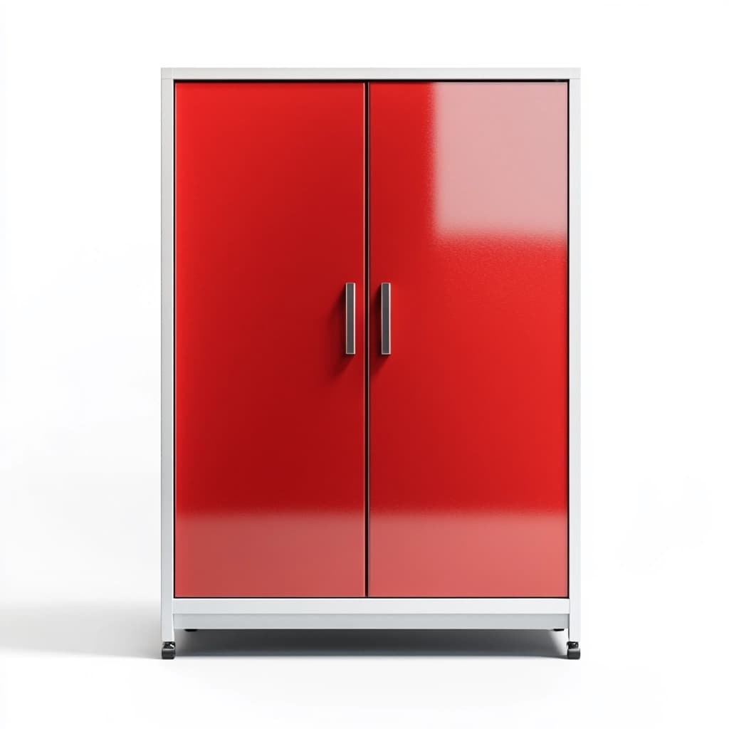 Armario de almacenamiento para oficina hogar color rojo metal resistente con dos puertas 100x120x40cm